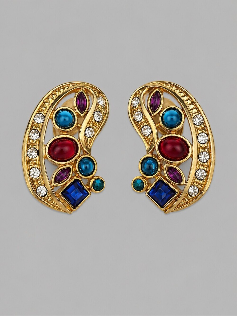 VTG 1980s Estate Byzatine Runway Old Hollywood Castlecore Clip-on Earrings